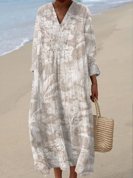 Women's Vintage Floral Art Print Casual Dress