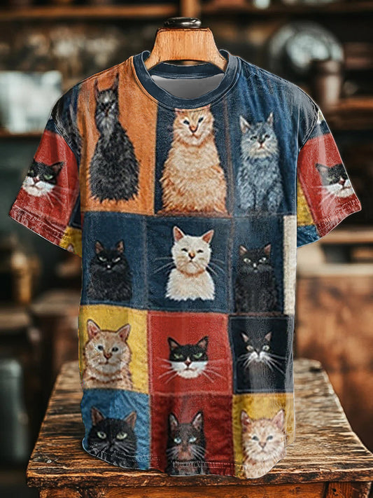 Unisex Cat Art Print T-Shirt