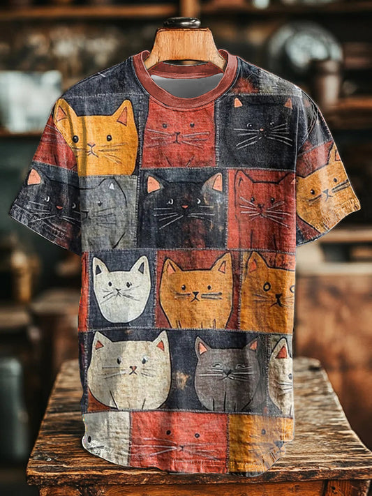 Unisex Cat Art Print T-Shirt