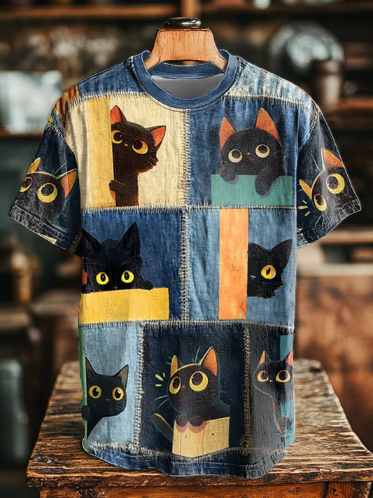 Unisex Cat Art Print T-Shirt