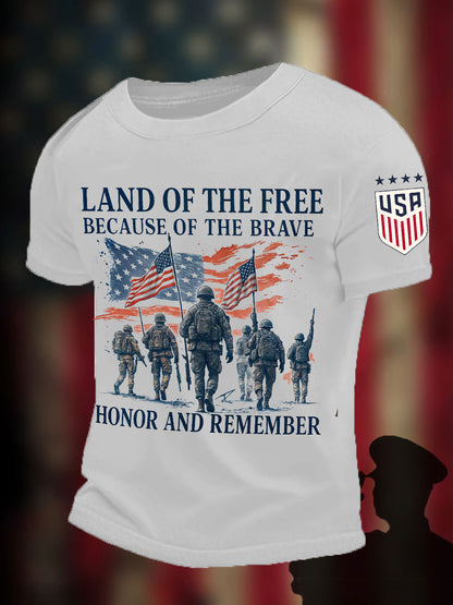 Men's Memorial Day Honor&Remember Printed T-shirt