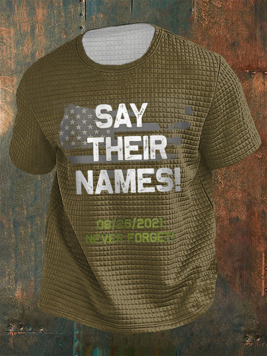 Men's Never Forget The Names Of 13 Fallen Soldiers Waffle Short Sleeve Top