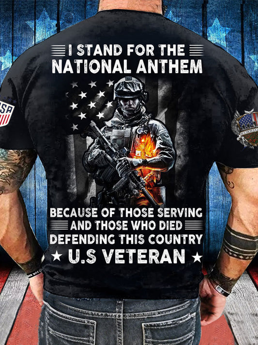 Men's Memorial Day Veteran Printed T-shirt