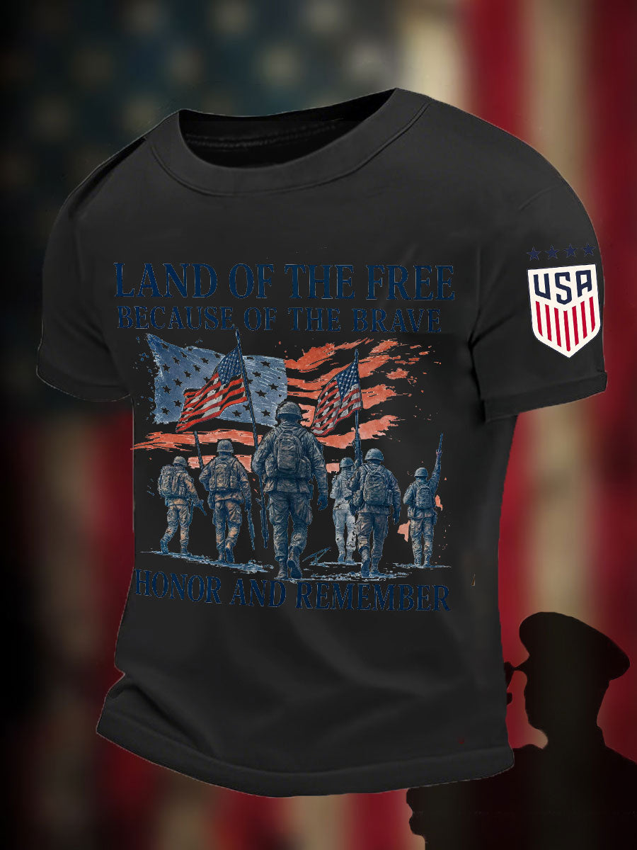Men's Memorial Day Honor&Remember Printed T-shirt