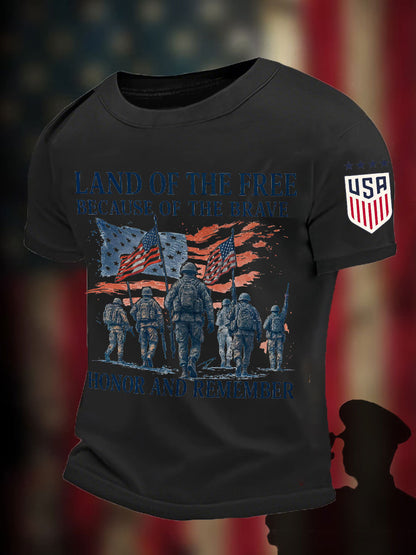 Men's Memorial Day Honor&Remember Printed T-shirt
