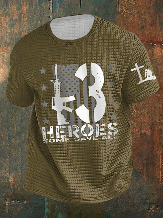 Men's Never Forget The Names Of 13 Fallen Soldiers Waffle Short Sleeve Top