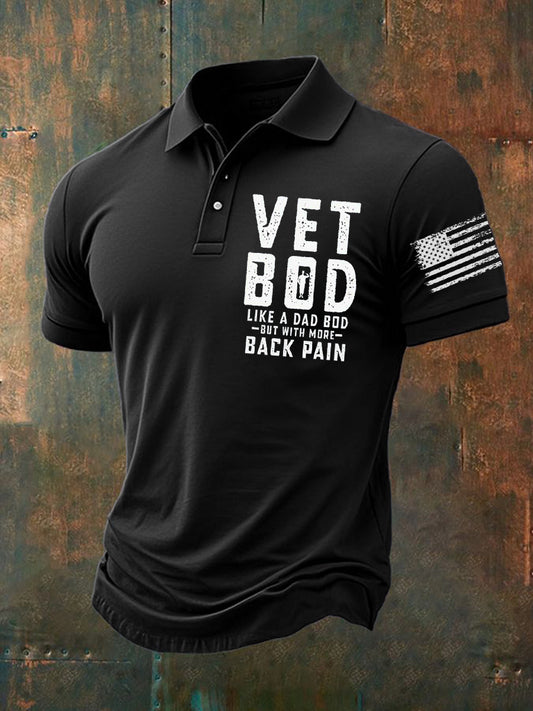 Men's Vet Bod Like A Dad Bod Back Pain Three-button Straight Tweed Polo