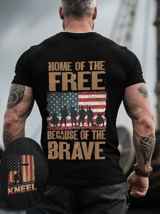 Men's Memorial Day Home Of The Free Because Of  The Brave Ptinted Short-sleeved T-shirt