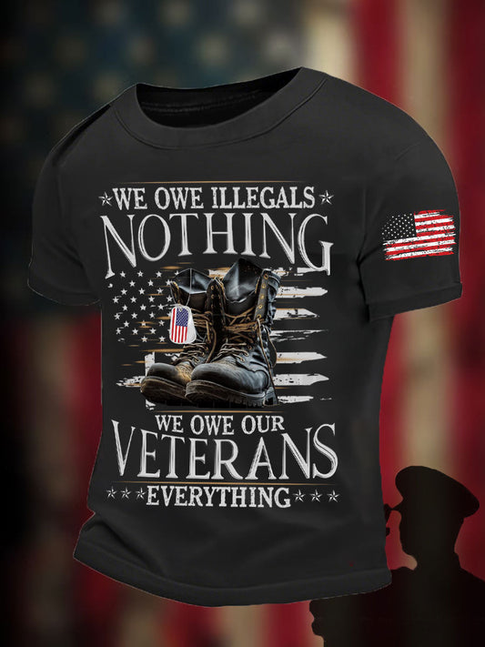 Men's Memorial Day We Owe Our Veterans Everything Honor&Remember Printed T-shirt
