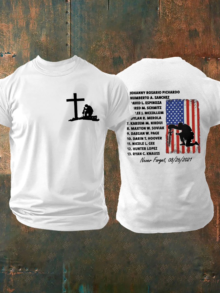 Men's Never Forget The Names Of 13 Fallen Soldiers Short Sleeve T-shirt