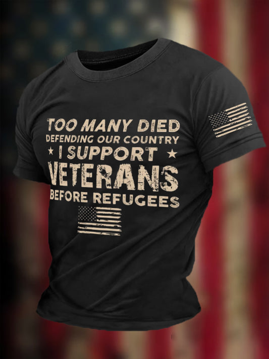 Men's Memorial Day I Support Veterans Honor&Remember Printed T-shirt