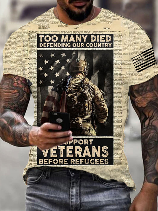 Men's Memorial Day Honor&Remember Printed T-shirt