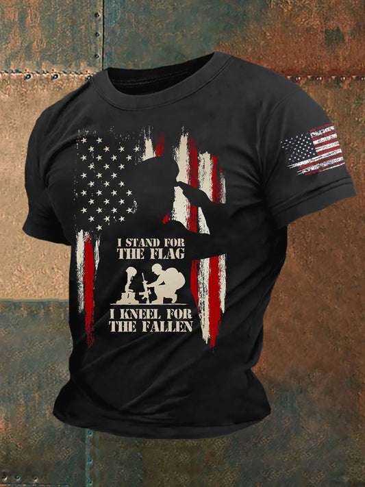 Men's Stand Fort And Flag Knee Forward The  Allen Short Sleeves T-shirt