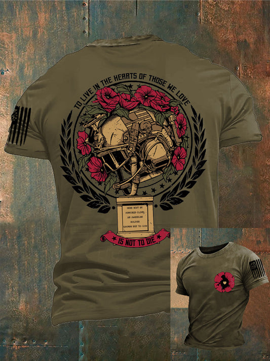 Men's Memorial Day Remeber&Honor Flag Printed T-shirt