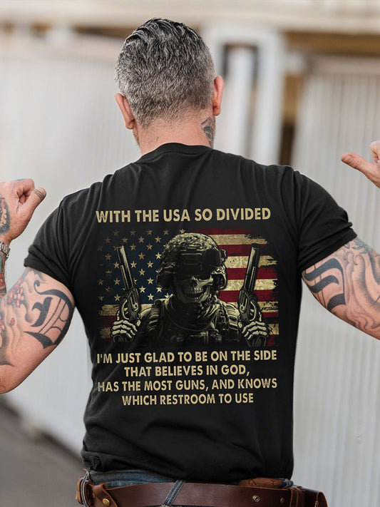 Men's Memorial Day Flag Printed T-shirt