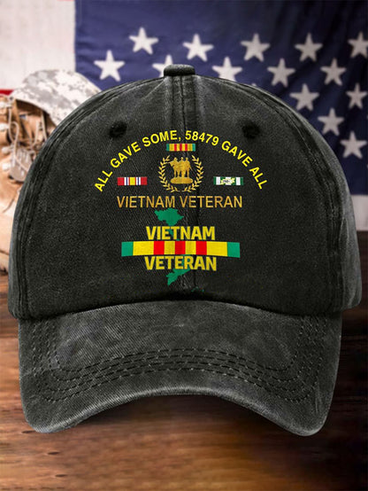 Unisex Vietnam Veteran Design Print Cap