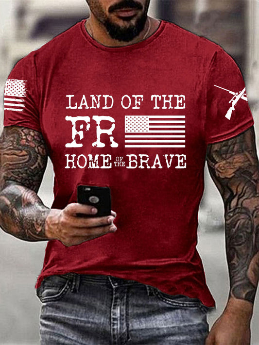 Men's Memorial Day Land Of The Free Home Of The Brave Short-sleeved T-shirt