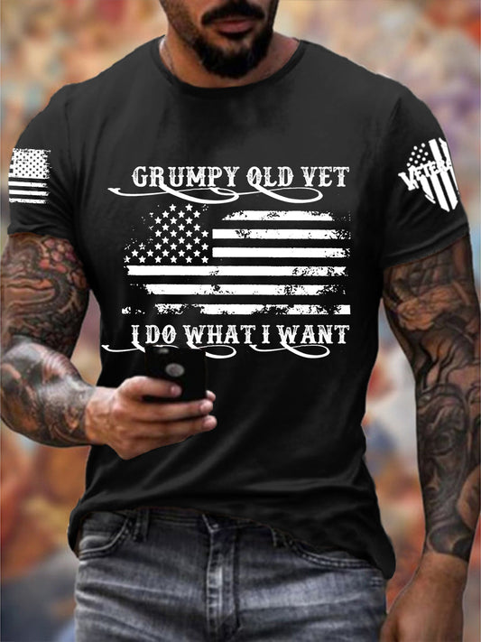 Men's Grumpy Old Vet I Do What I Want Short-sleeved T-shirt