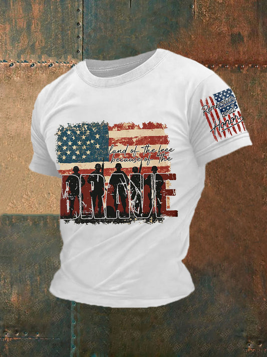 Men's Memorial Day Remember Honor Never Forget  Printed  Short-sleeved T-shirt