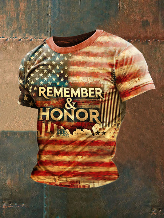 Men's Memorial Day Remember Honor Never Forget  Printed  Short-sleeved T-shirt
