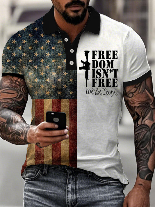 Men's Freedom Isn't Free Memorial Day Short Sleeve Polo Shirt
