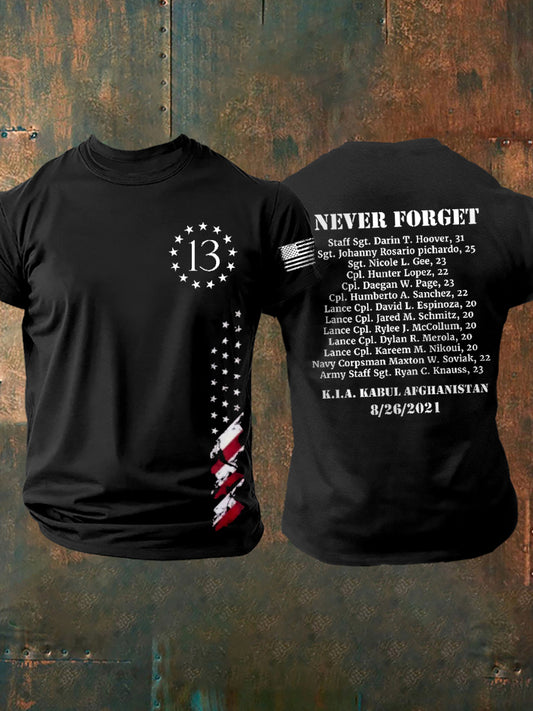 Men's Never Forget The Names Of 13 Fallen Soldiers Short Sleeve T-shirt