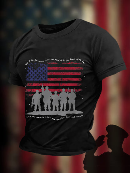 Men's Land Of The Free Because Of The Brave Honor And Remember Tee