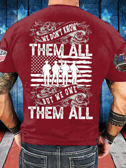 Men's Memorial Day Veteran We Owe Them All Printed T-shirt