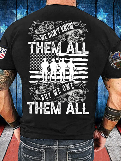 Men's Memorial Day Veteran We Owe Them All Printed T-shirt