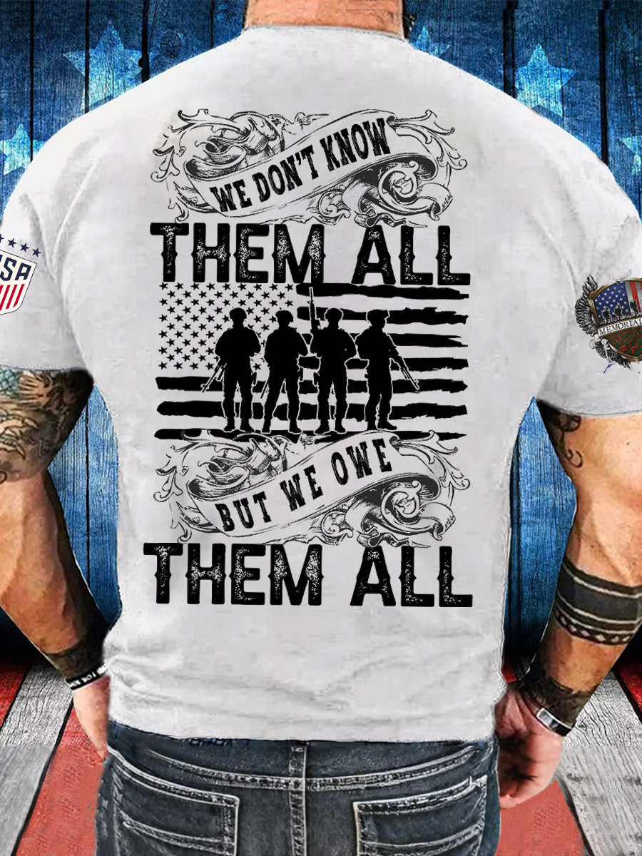 Men's Memorial Day Veteran We Owe Them All Printed T-shirt