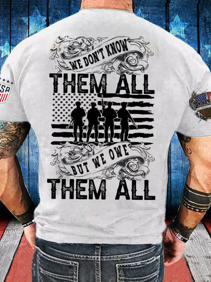Men's Memorial Day Veteran We Owe Them All Printed T-shirt