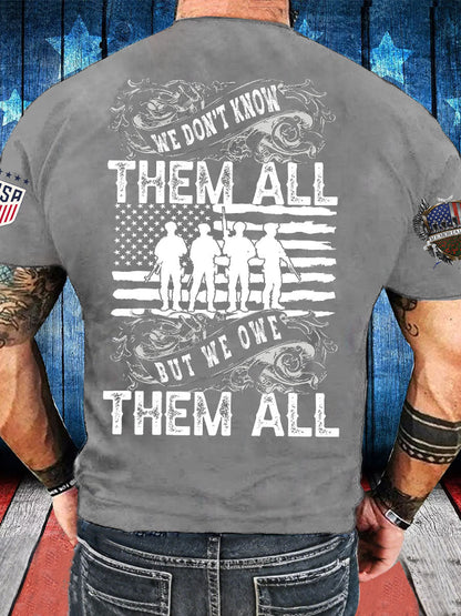 Men's Memorial Day Veteran We Owe Them All Printed T-shirt