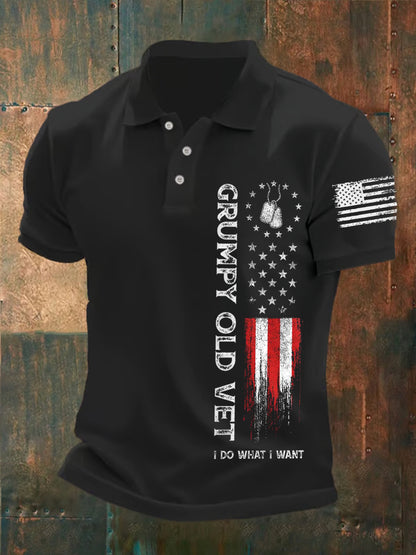 Men's Grumpy Old Vet I Do What I Want Three-button Straight Tweed Polo