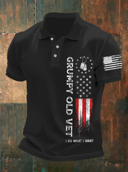 Men's Grumpy Old Vet I Do What I Want Three-button Straight Tweed Polo