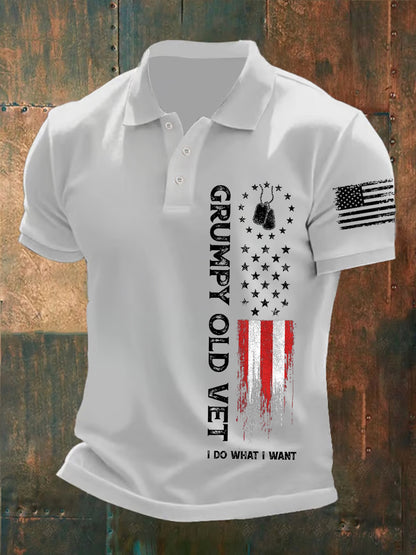 Men's Grumpy Old Vet I Do What I Want Three-button Straight Tweed Polo
