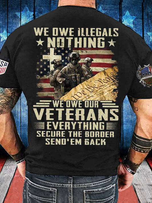 Men's Memorial Day Veteran We Owe Them All Printed T-shirt