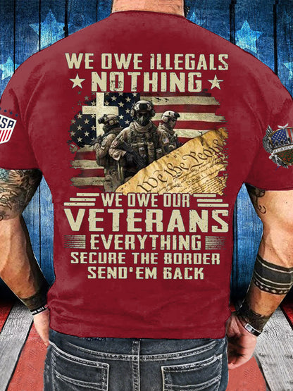 Men's Memorial Day Veteran We Owe Them All Printed T-shirt