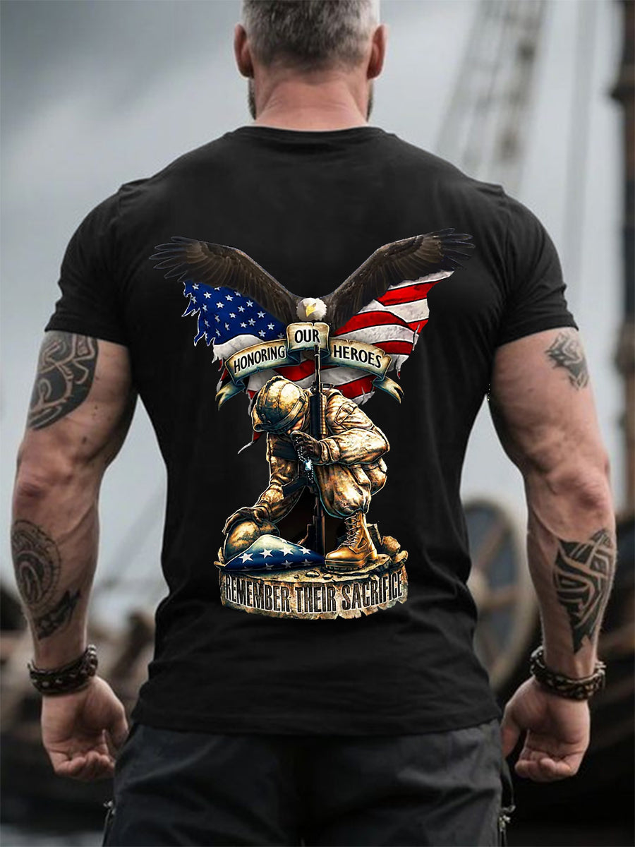 Men's Memorial Day Honoring Our Heroes Printed Short-sleeved T-shirt