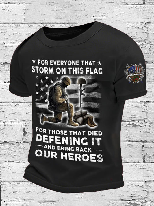 Men's Memorial Day Veteran Bring Back Our Heros Printed T-shirt