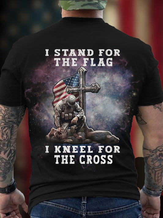 Men's I Stand For The Flag I Kneel For The Cross Tee