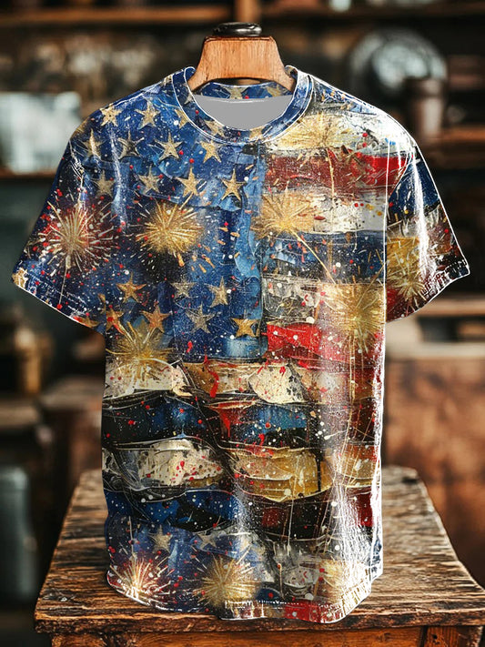 Unisex USA Flag Art Short Sleeve T-Shirt