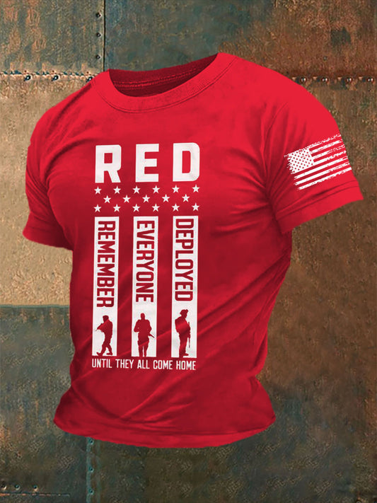 Men's Red Remember Everyone Deployed T-shirt