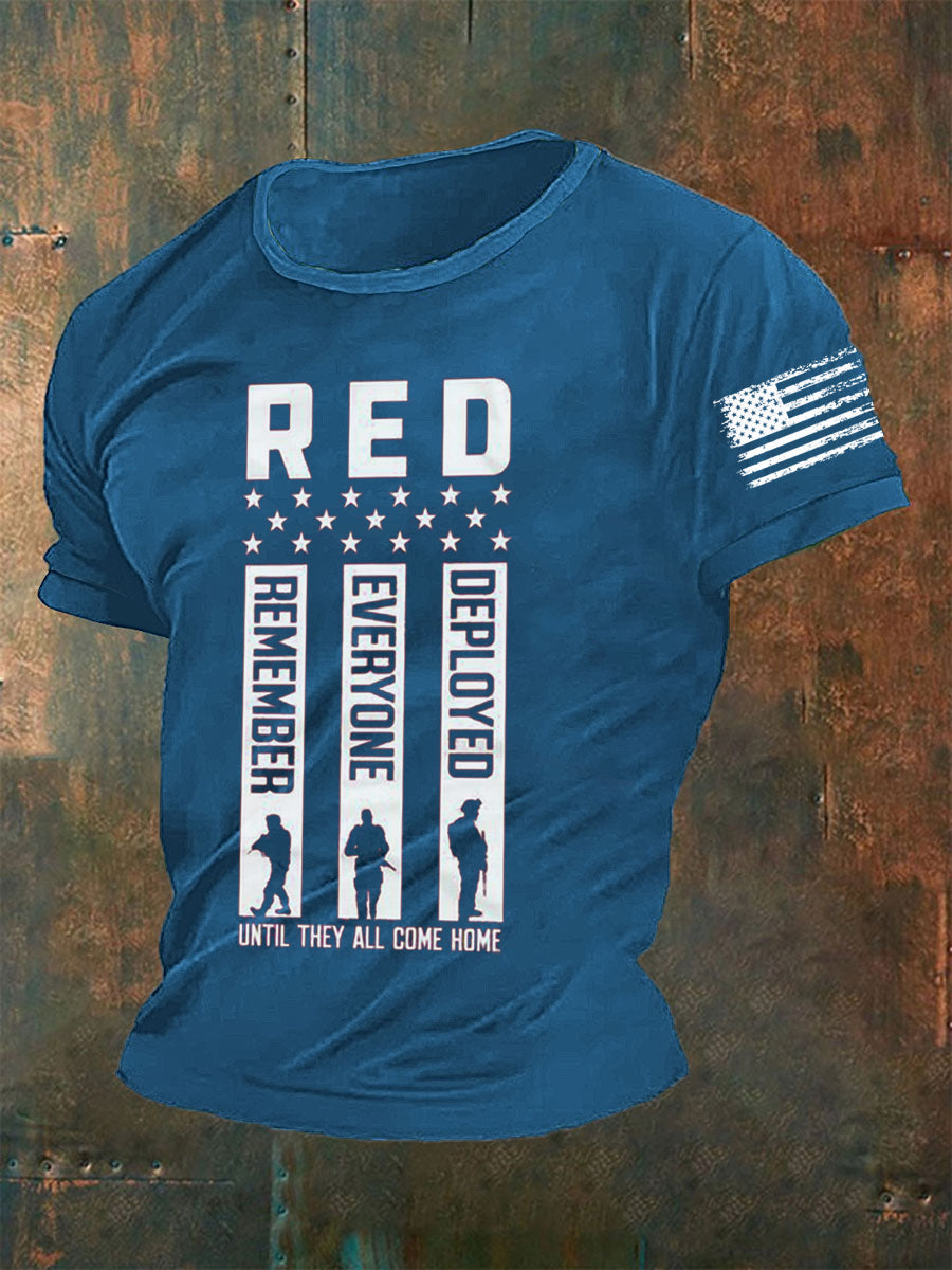 Men's Red Remember Everyone Deployed T-shirt