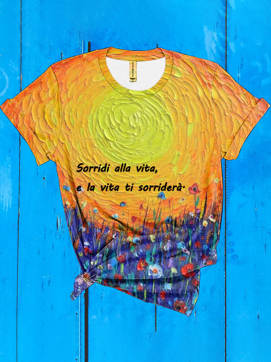Women's Italian "Smile at life and life will smile back at you." T-shirt