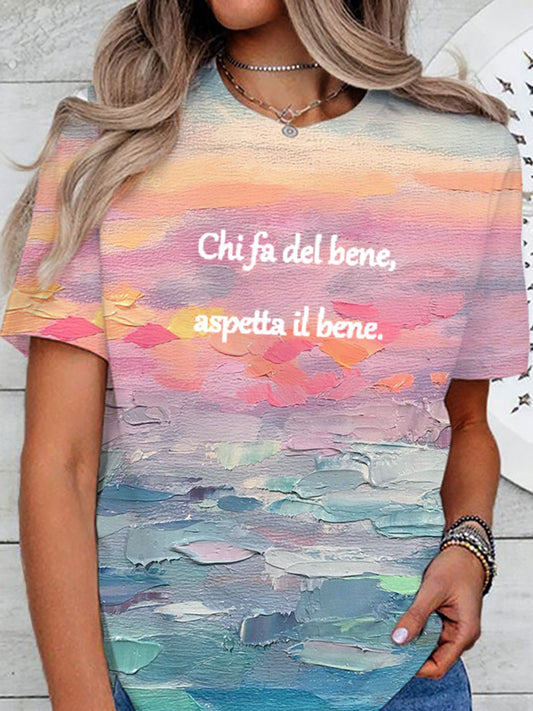 Women's Italian "He who does good will be rewarded." T-shirt