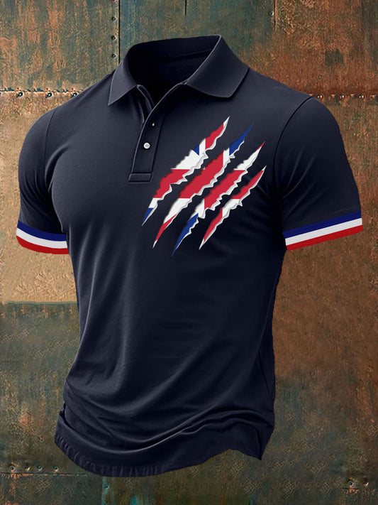 Men's Union Jack Print Casual Polo Shirt