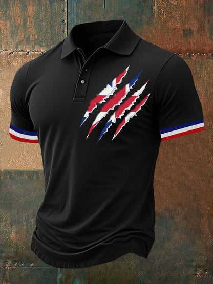 Men's Union Jack Print Casual Polo Shirt