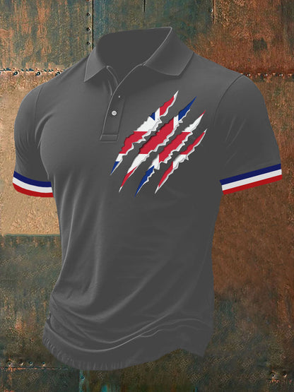 Men's Union Jack Print Casual Polo Shirt
