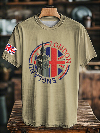 Men's London England Flag Printed Short Sleeve T-shirt