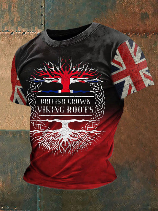 Men's British Viking Print Casual T-Shirt